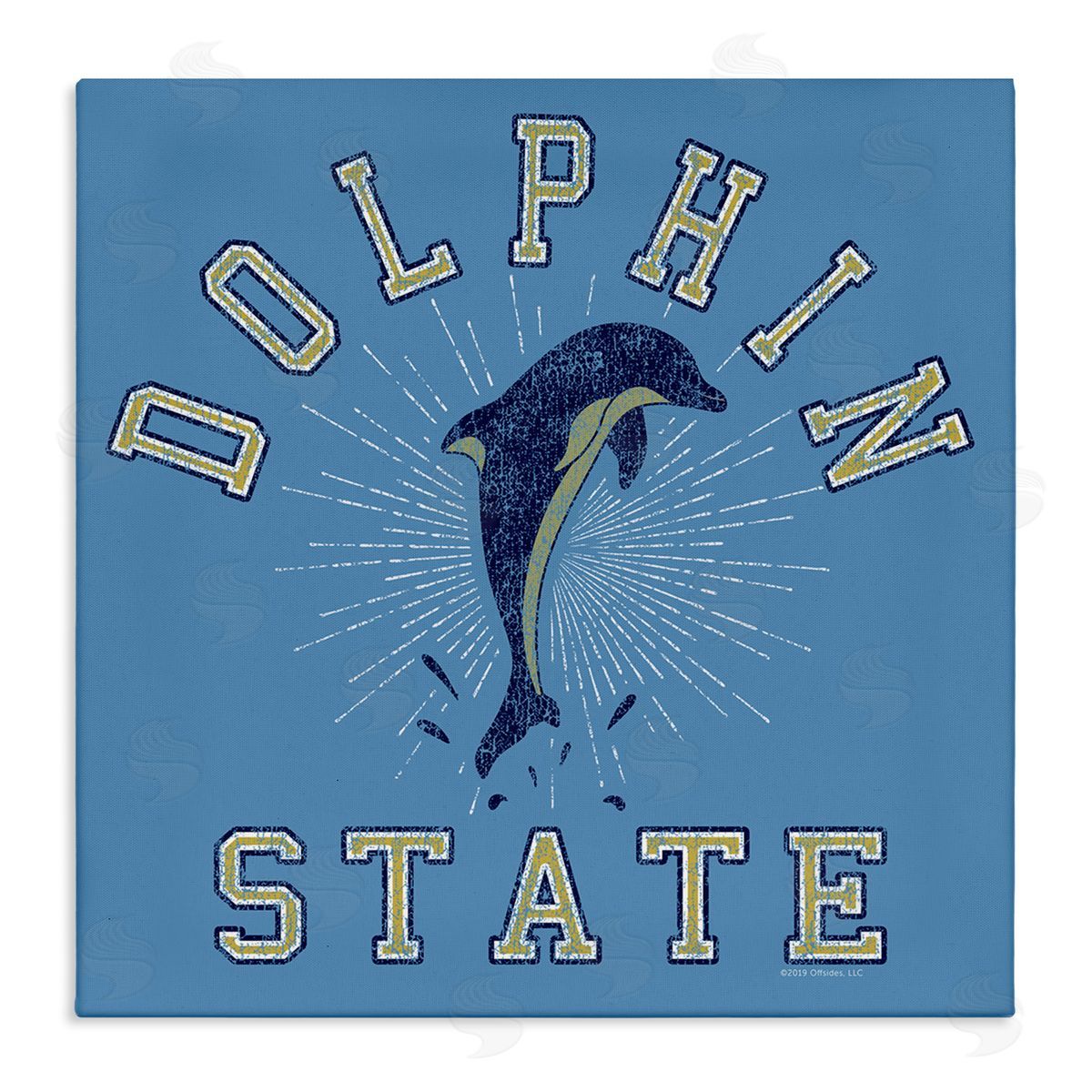 Spirit Animals/Life Is High Vintage Dolphin State Canvas Wall Art Print