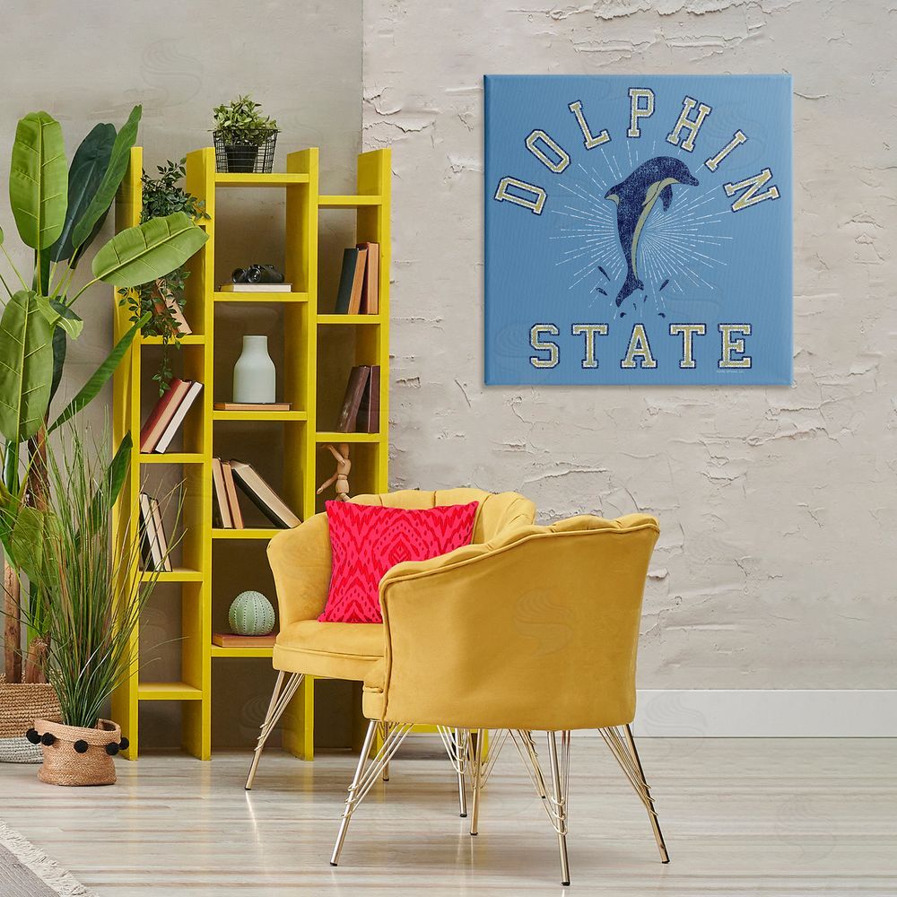 Spirit Animals/Life Is High Vintage Dolphin State Canvas Wall Art Print in Room