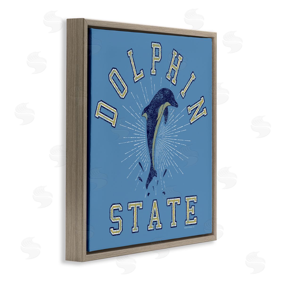 Spirit Animals/Life Is High Vintage Dolphin State Brown Floating Frame Canvas Wall Art Print