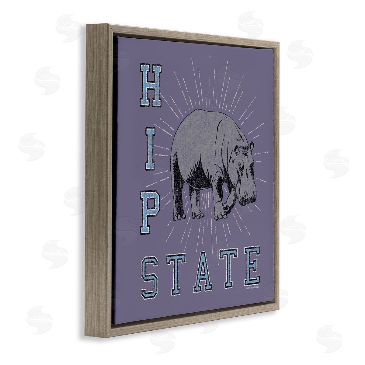 Spirit Animals/Life Is High Vintage Hippo State Brown Floating Frame Canvas Wall Art Print
