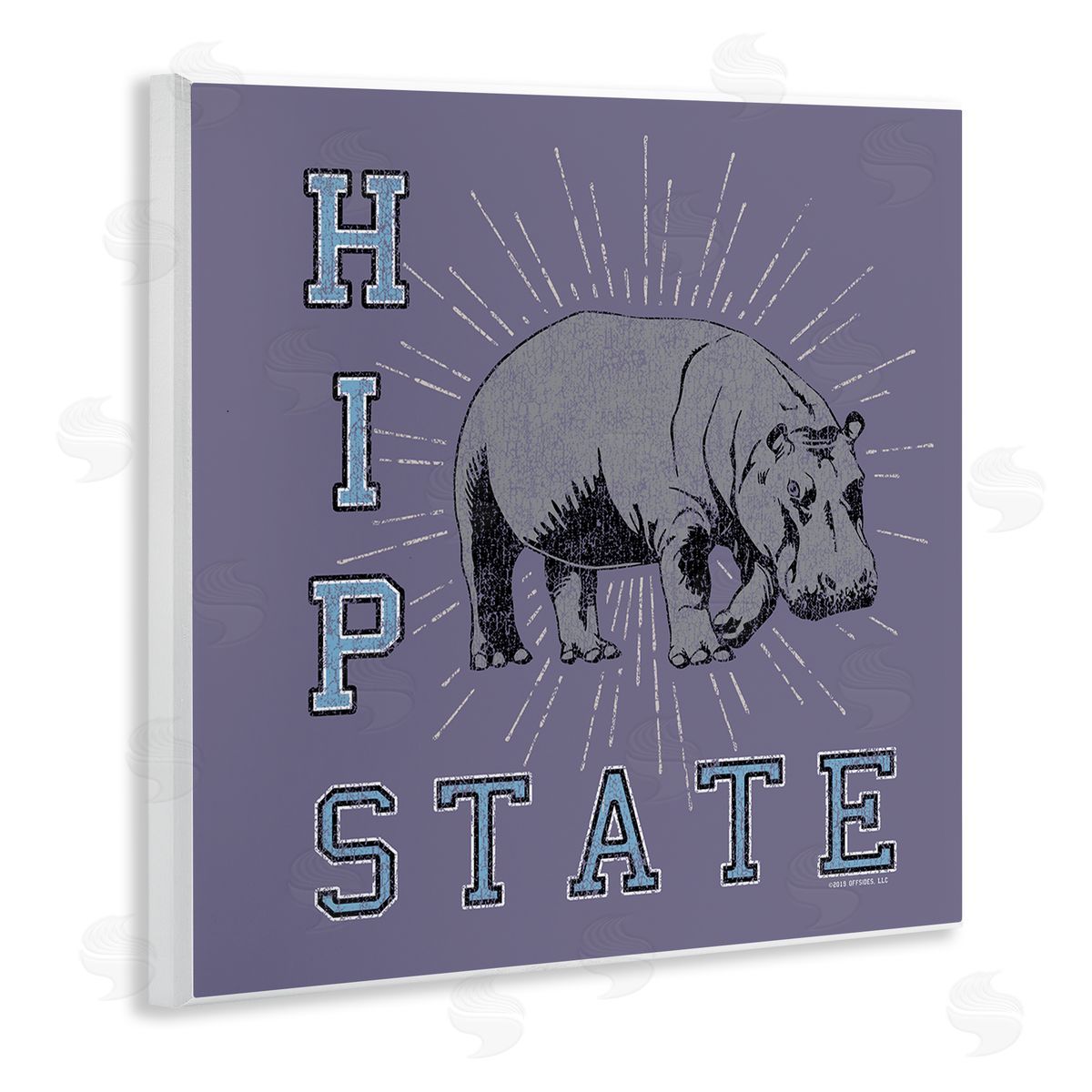 Spirit Animals/Life Is High Vintage Hippo State Wooden Wall Plaque Art Print
