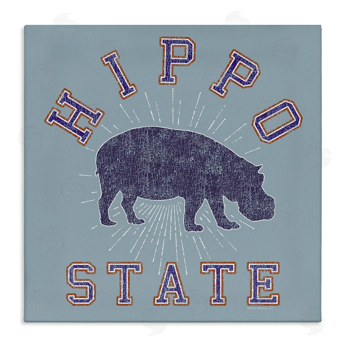 Spirit Animals/Life Is High Varsity Style Hippo State Canvas Wall Art Print
