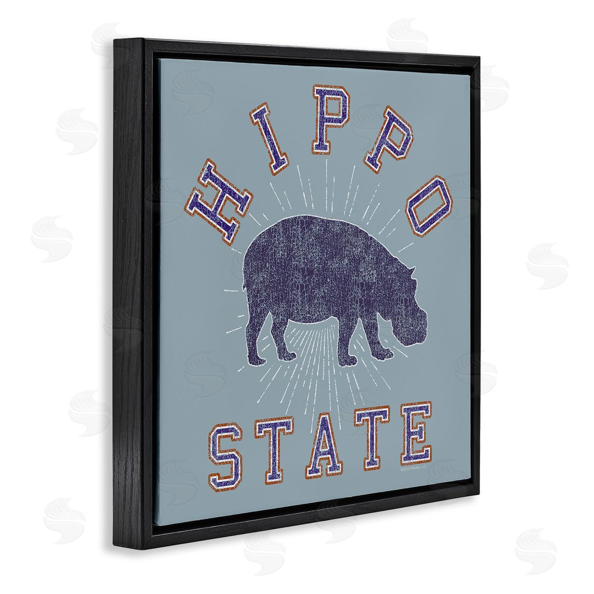 Spirit Animals/Life Is High Varsity Style Hippo State Black Floating Frame Canvas Wall Art Print