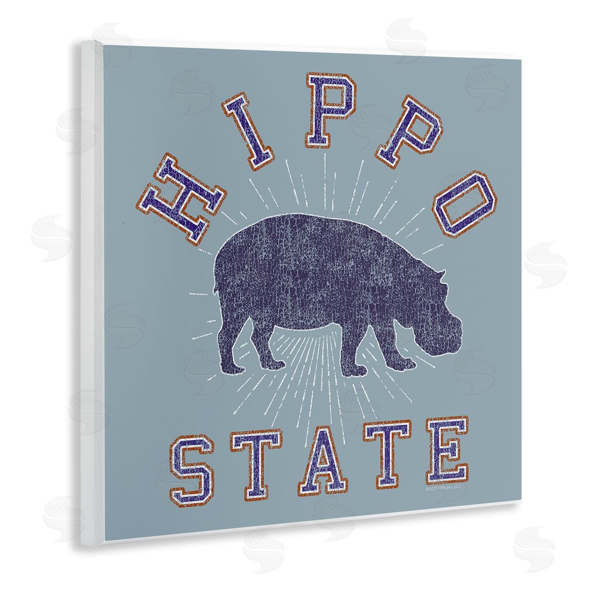 Spirit Animals/Life Is High Varsity Style Hippo State Wooden Wall Plaque Art Print