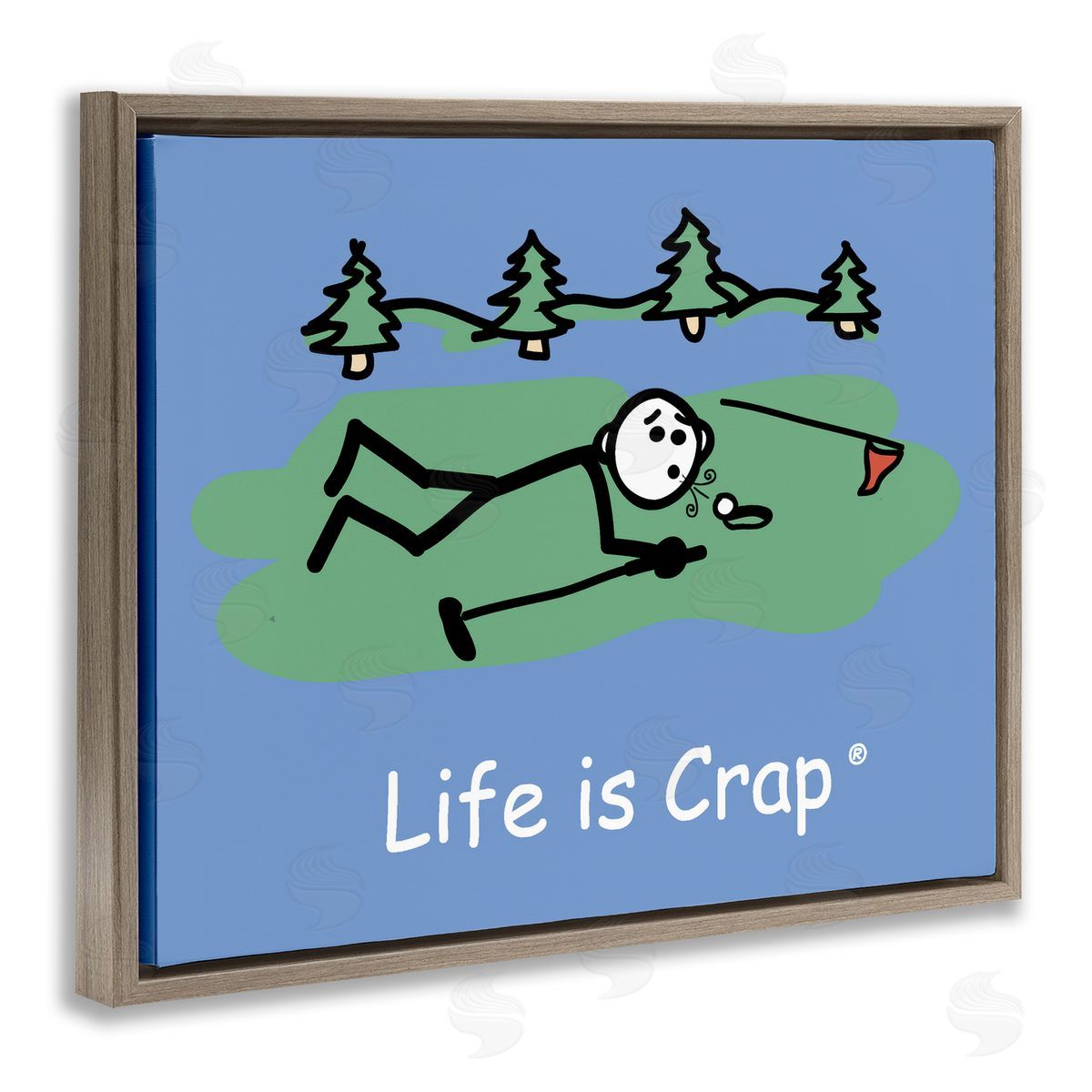 LIC Funny Golf Blow Brown Floating Frame Canvas Wall Art Print