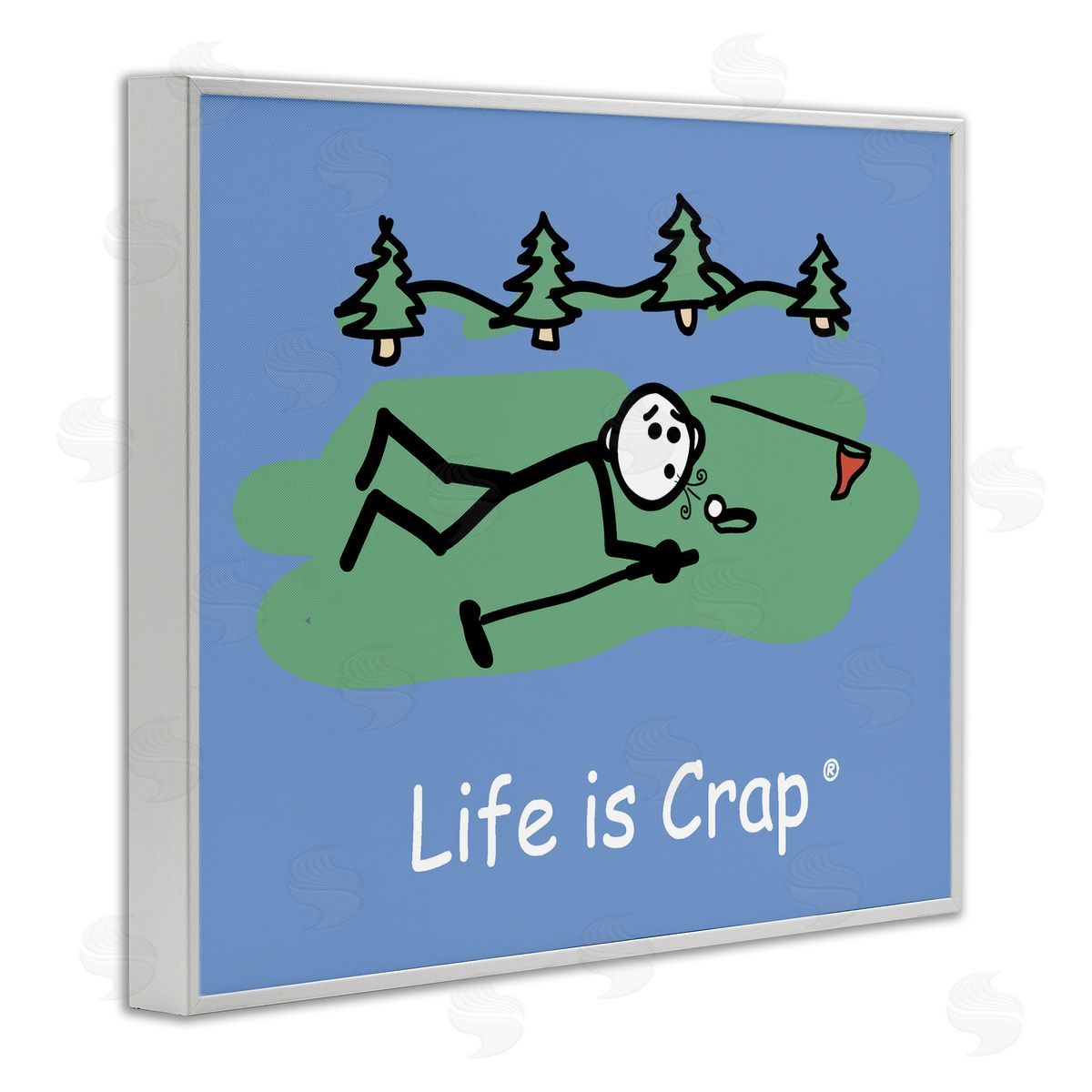 LIC Funny Golf Blow White Framed Giclee Wall Art Print
