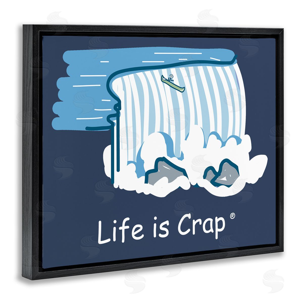 LIC Funny Canoe Falls Black Floating Frame Canvas Wall Art Print