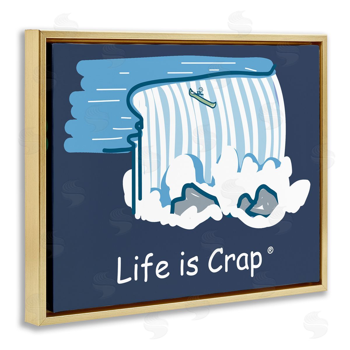 LIC Funny Canoe Falls Gold Floating Frame Canvas Wall Art Print