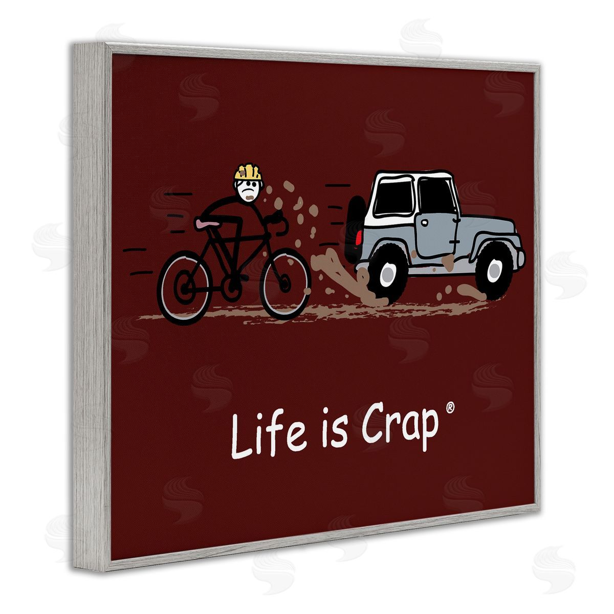 LIC Muddy Road Biker Gray Framed Giclee Wall Art Print