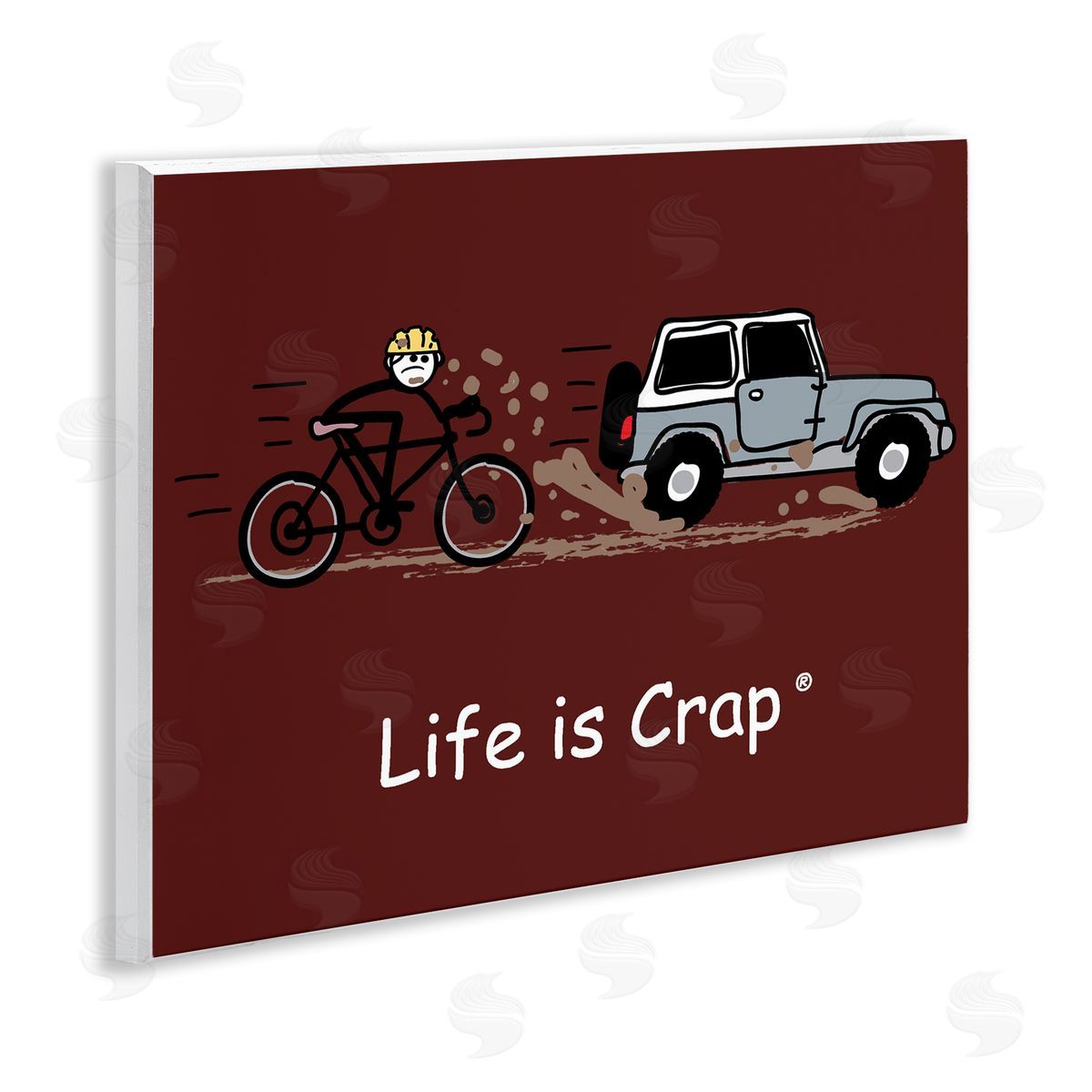 LIC Muddy Road Biker Wooden Wall Plaque Art Print