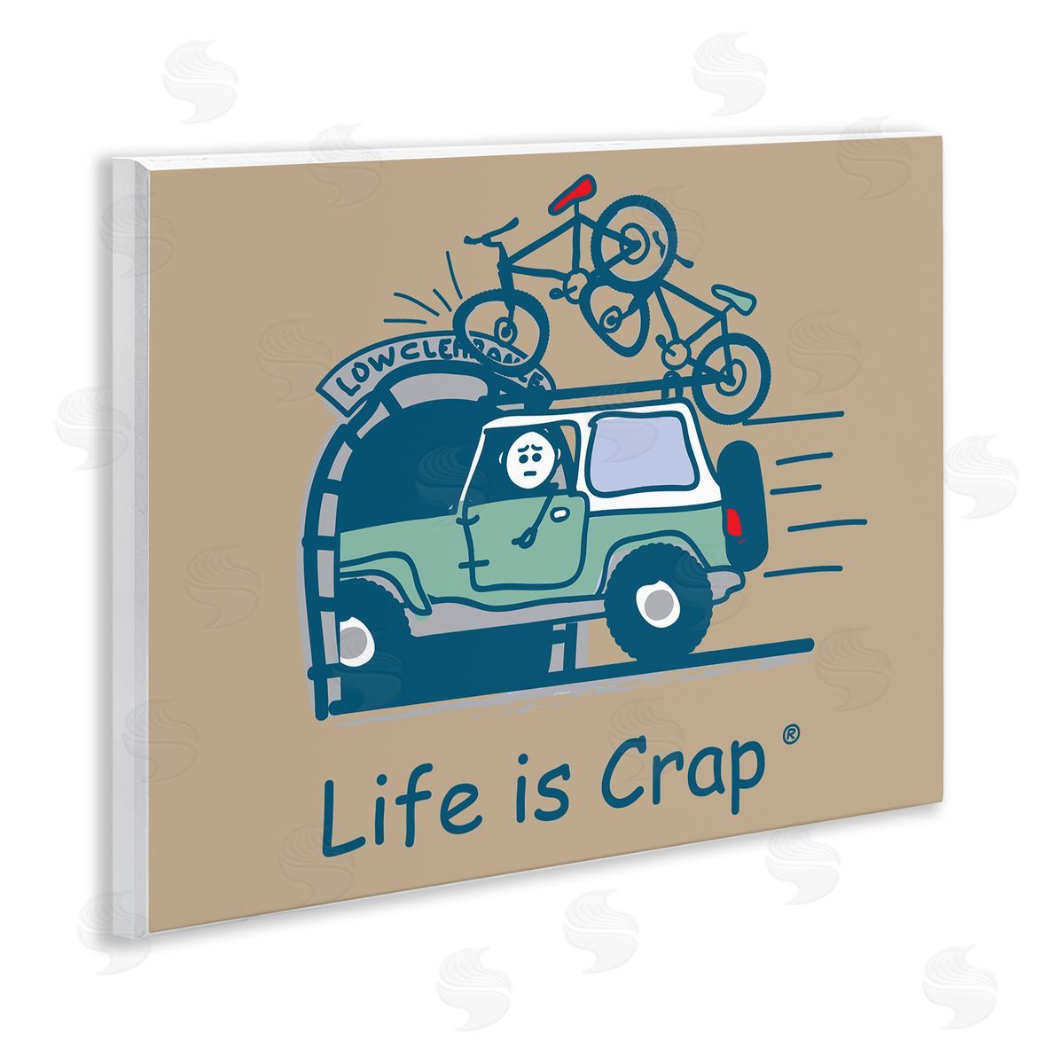 LIC Falling Bikes Overpass Wooden Wall Plaque Art Print