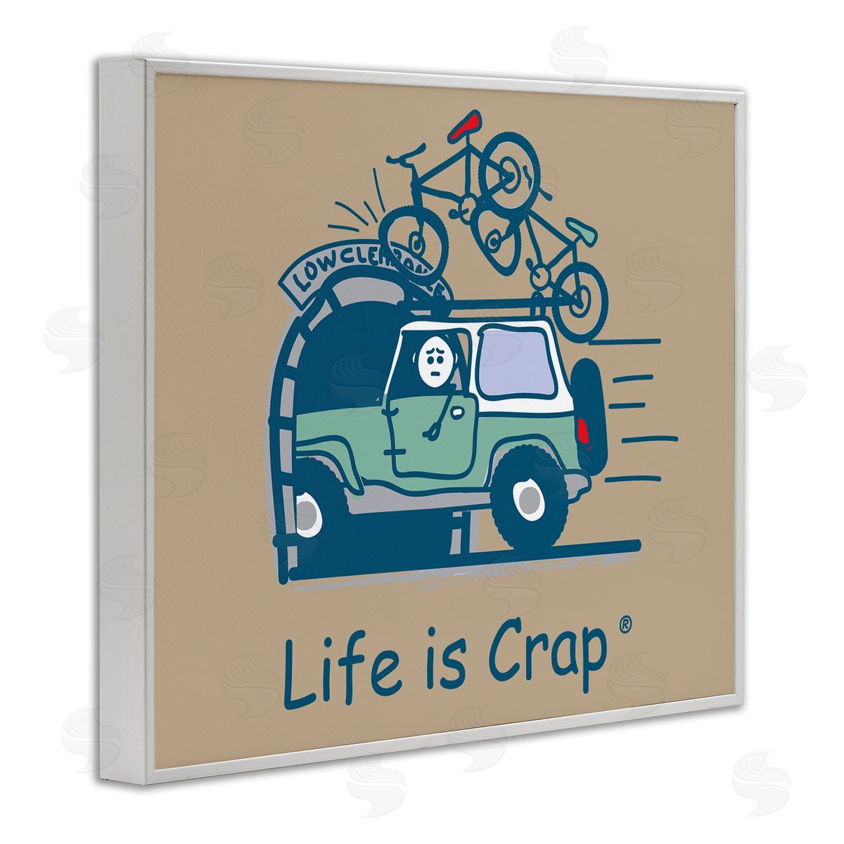 LIC Falling Bikes Overpass White Framed Giclee Wall Art Print