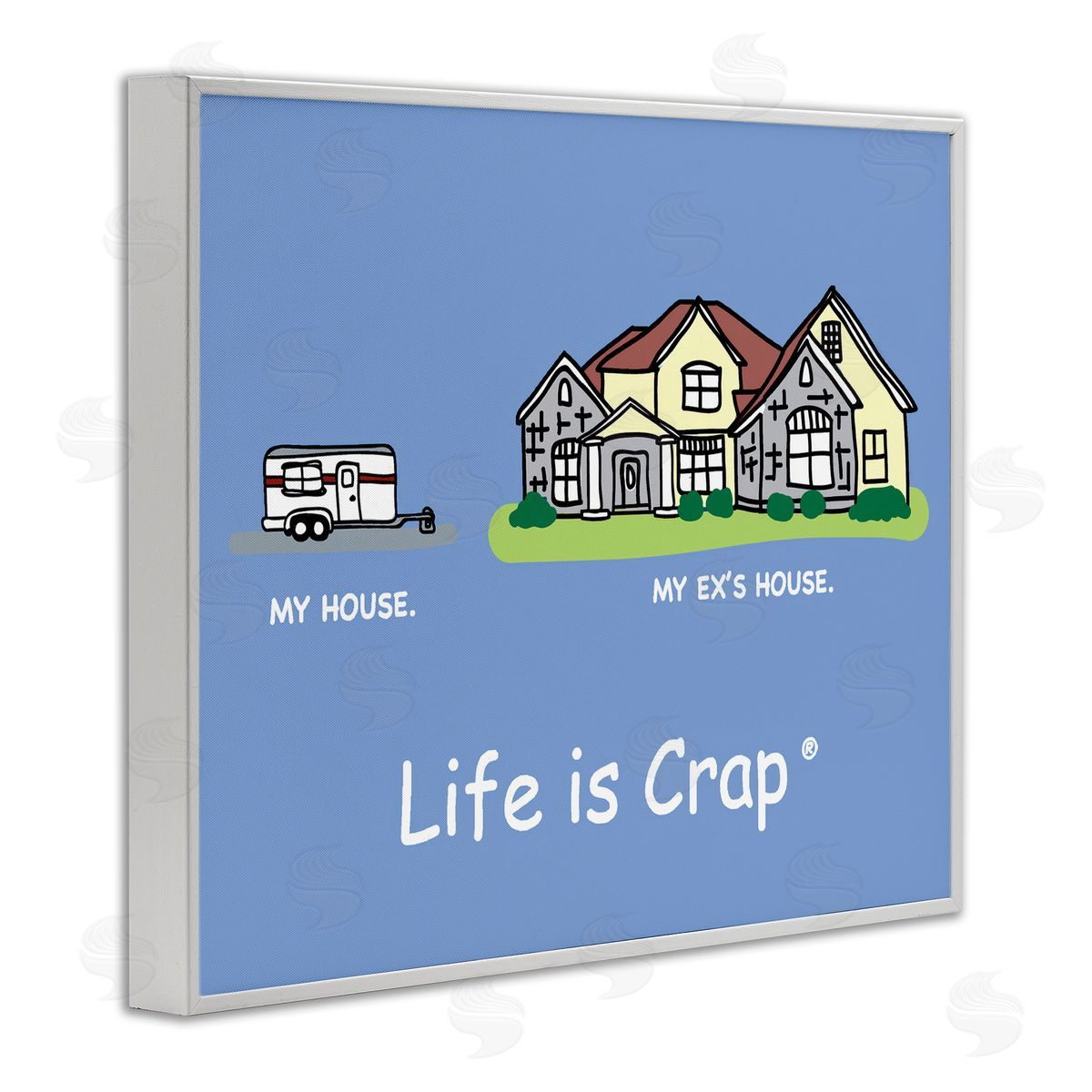 LIC Funny My House White Framed Giclee Wall Art Print