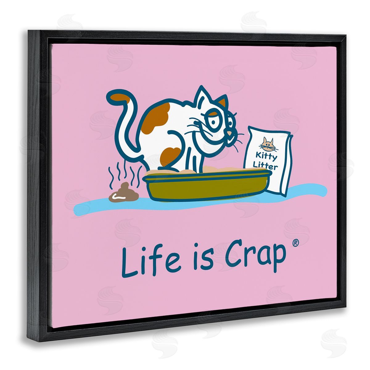 LIC Kitty Litter Funny Black Floating Frame Canvas Wall Art Print