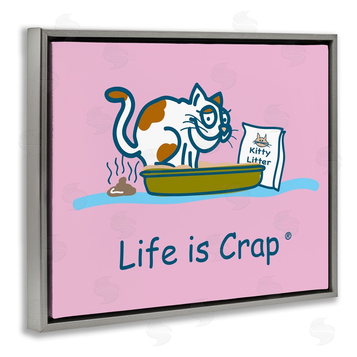 LIC Kitty Litter Funny Gray Floating Frame Canvas Wall Art Print