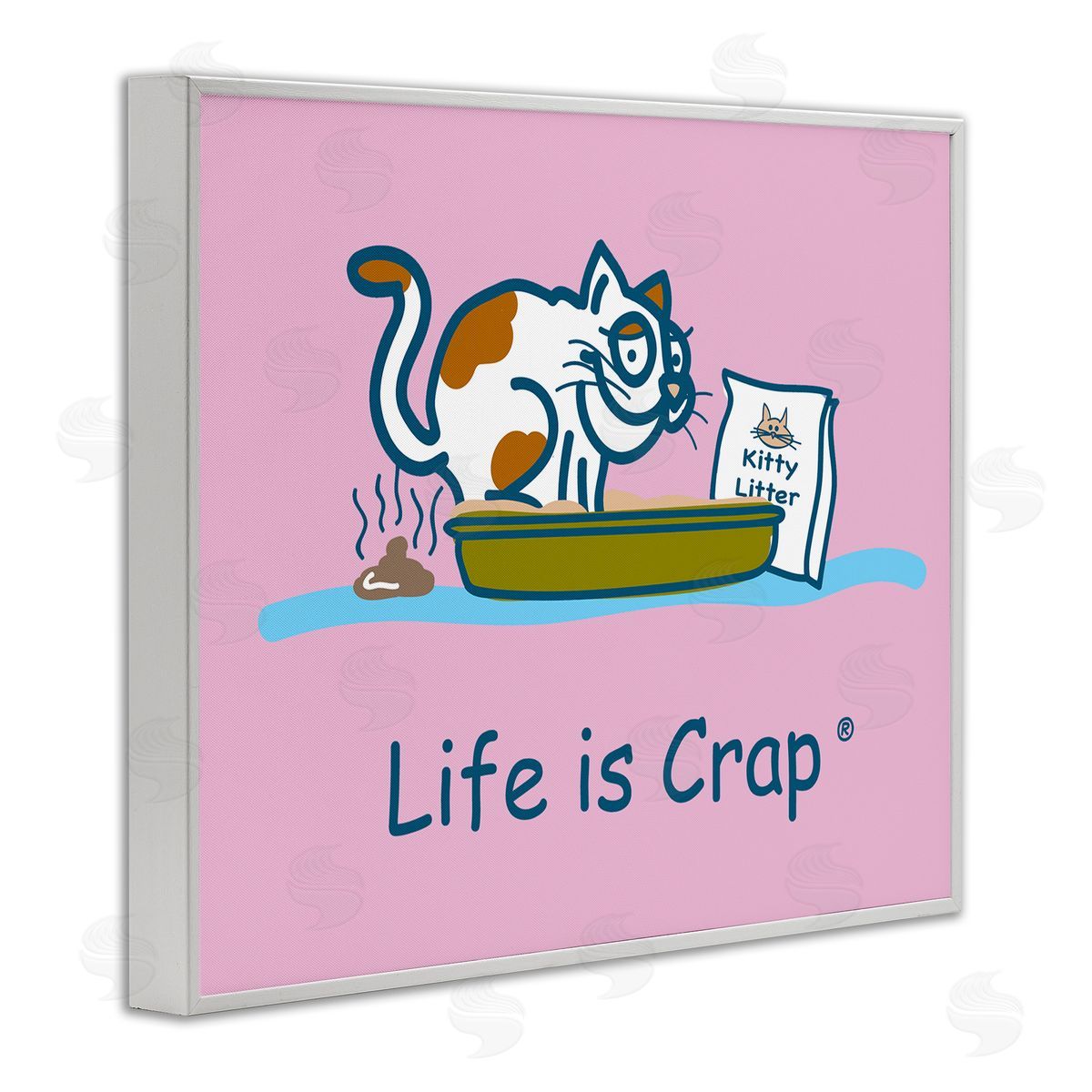 LIC Kitty Litter Funny White Framed Giclee Wall Art Print