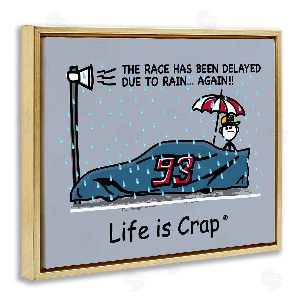 LIC Rain Delayed Race Gold Floating Frame Canvas Wall Art Print