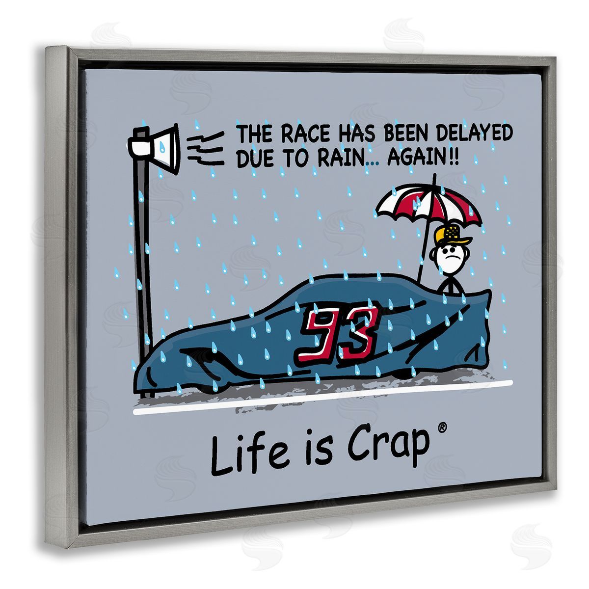 LIC Rain Delayed Race Gray Floating Frame Canvas Wall Art Print