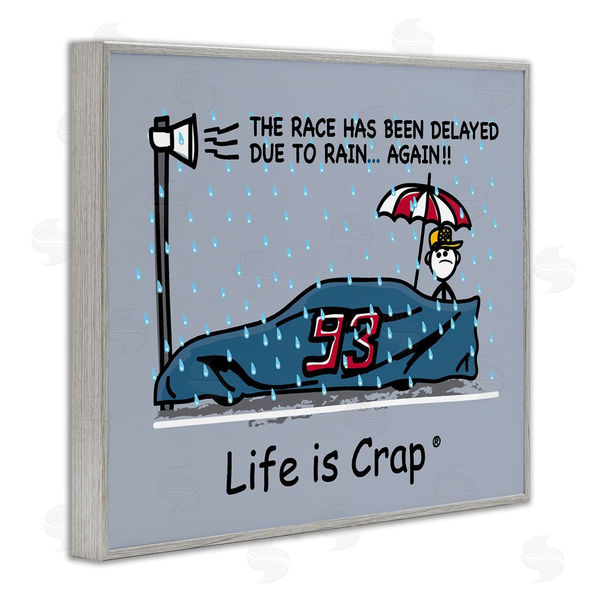 LIC Rain Delayed Race Gray Framed Giclee Wall Art Print