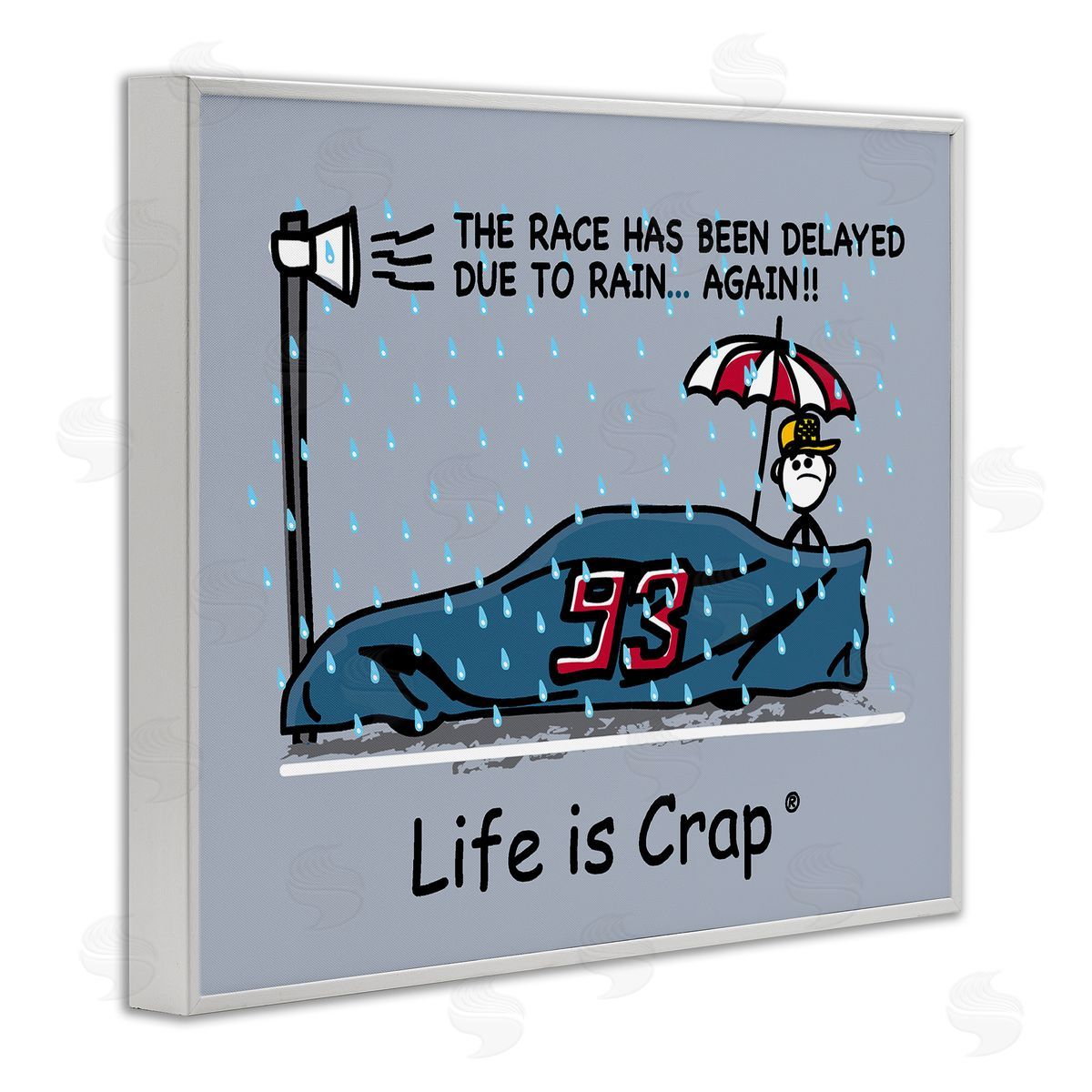 LIC Rain Delayed Race White Framed Giclee Wall Art Print