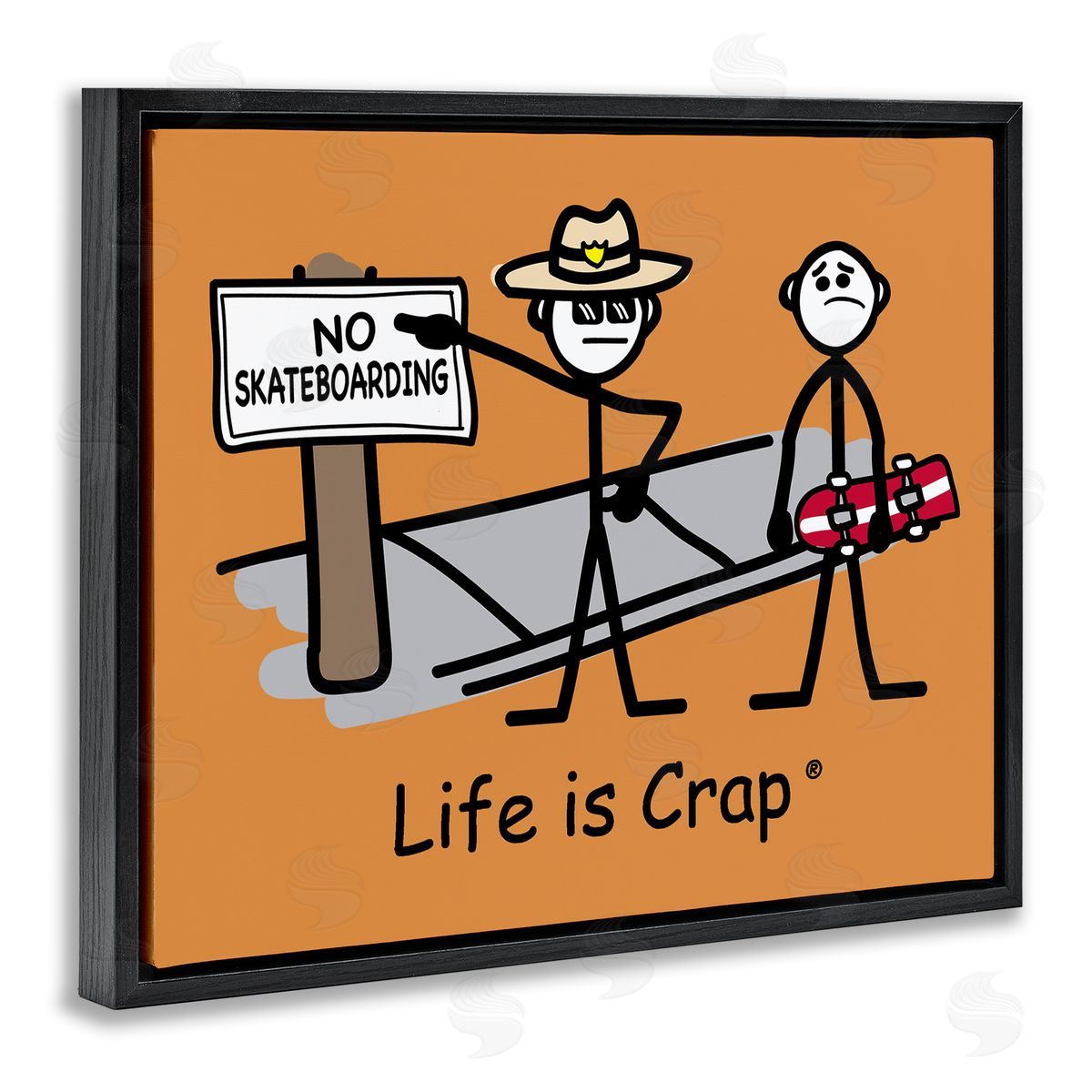 LIC No Skateboarding Sign Black Floating Frame Canvas Wall Art Print