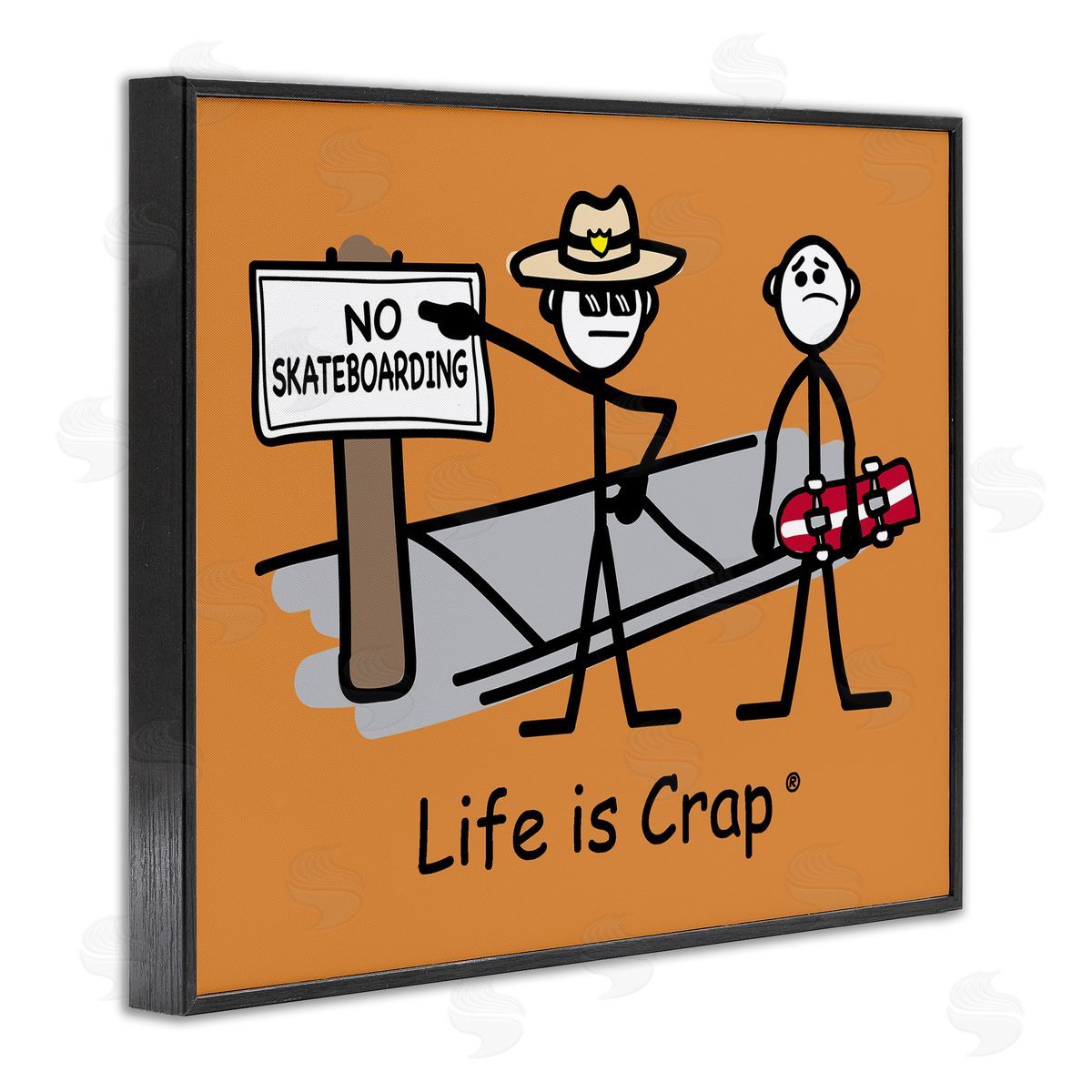 LIC No Skateboarding Sign Black Framed Giclee Wall Art Print