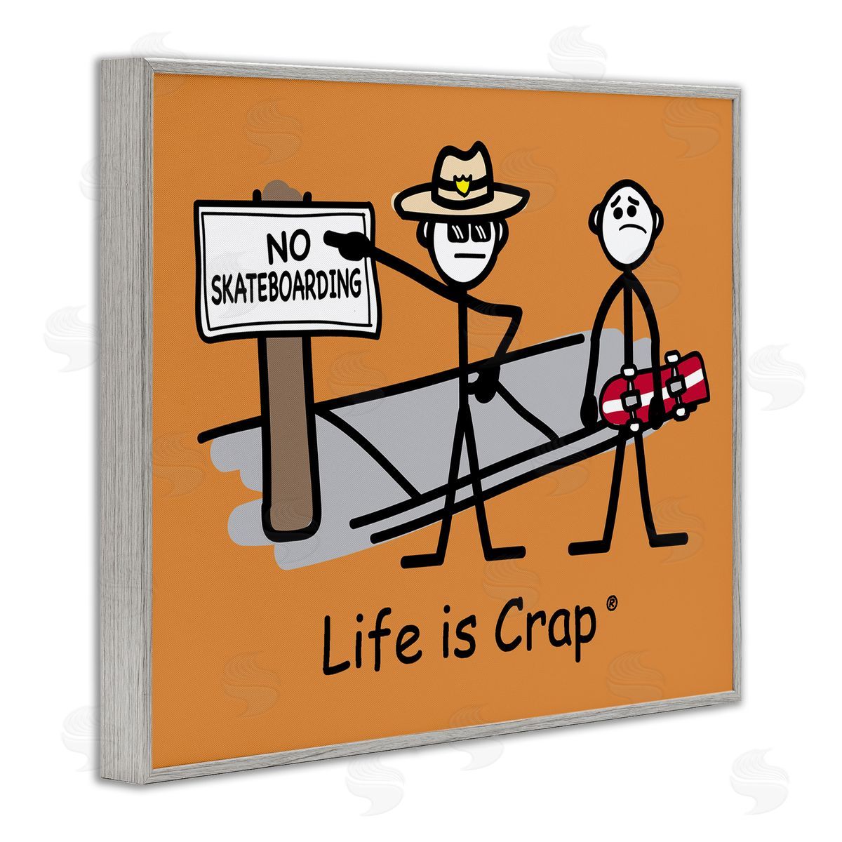 LIC No Skateboarding Sign Gray Framed Giclee Wall Art Print