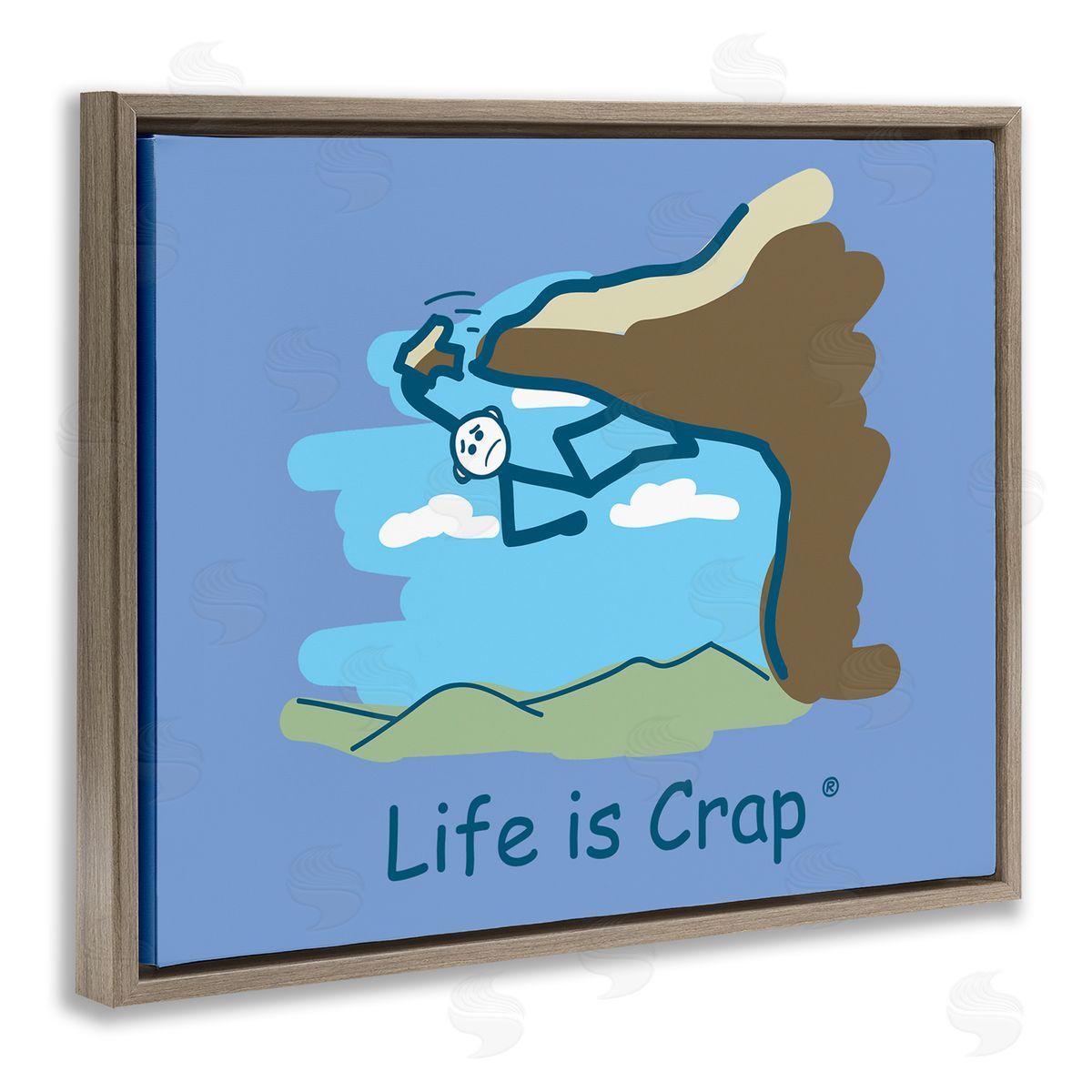LIC Falling Rock Climber Brown Floating Frame Canvas Wall Art Print