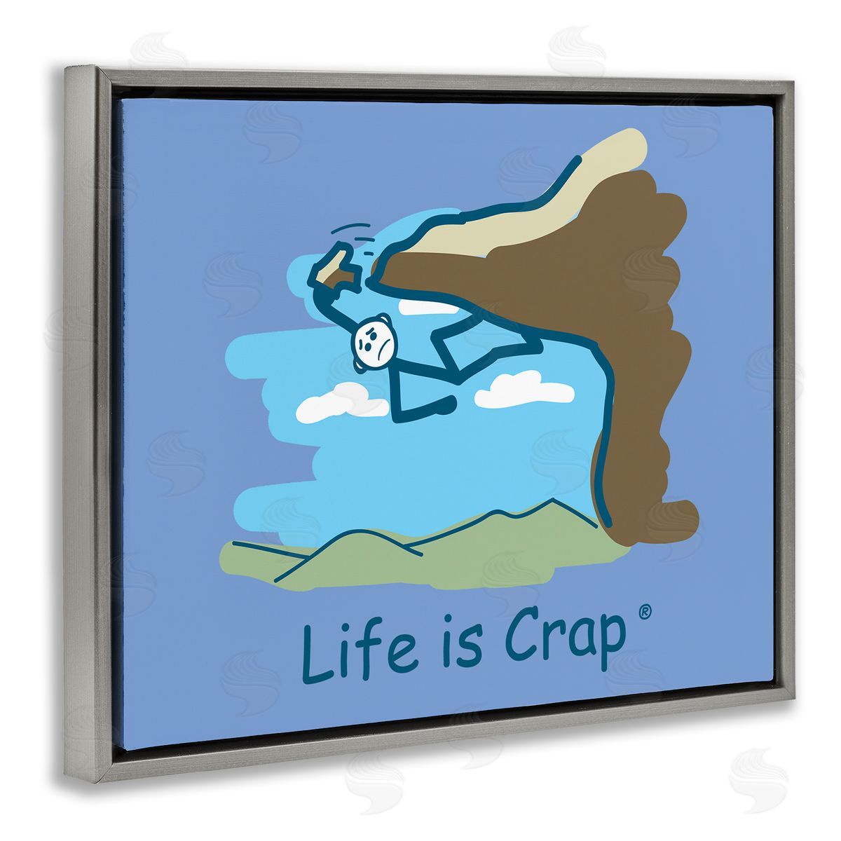 LIC Falling Rock Climber Gray Floating Frame Canvas Wall Art Print