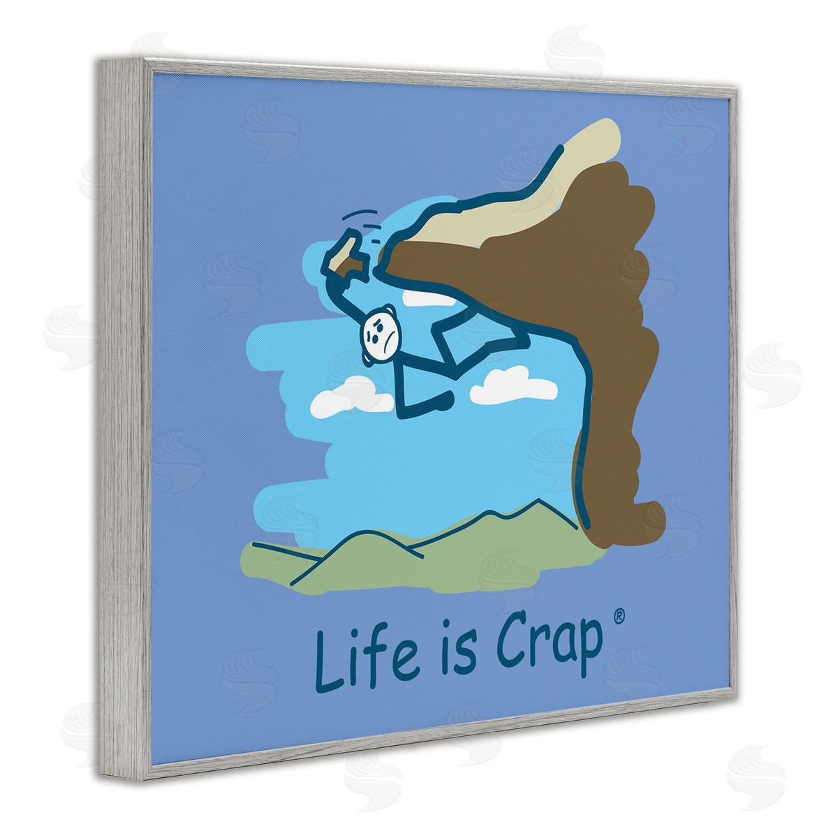 LIC Falling Rock Climber Gray Framed Giclee Wall Art Print