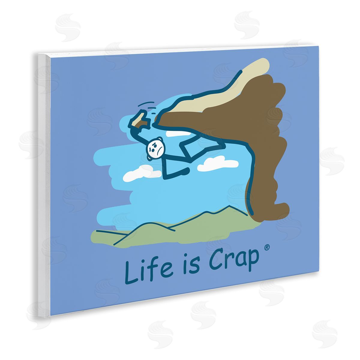 LIC Falling Rock Climber Wooden Wall Plaque Art Print