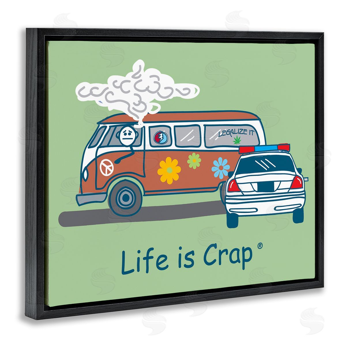 LIC Caught Van Smoking Black Floating Frame Canvas Wall Art Print