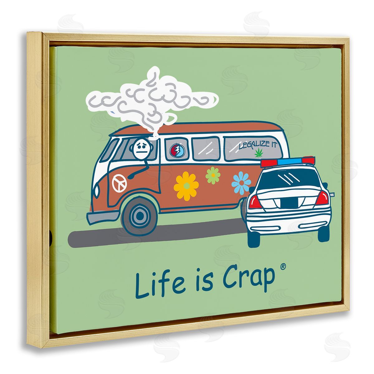 LIC Caught Van Smoking Gold Floating Frame Canvas Wall Art Print