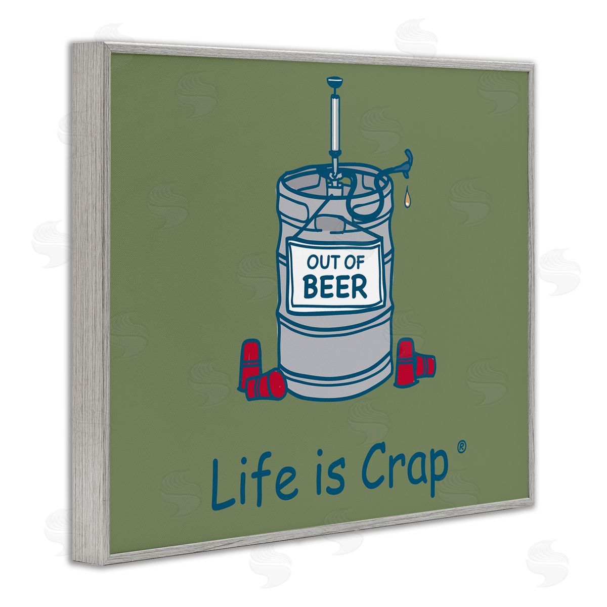LIC Funny Empty Beer Keg Gray Framed Giclee Wall Art Print