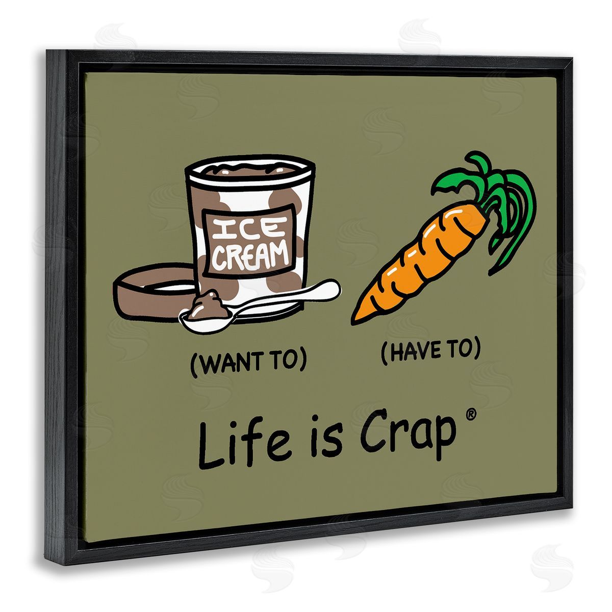 LIC Funny Diet Comparison Black Floating Frame Canvas Wall Art Print