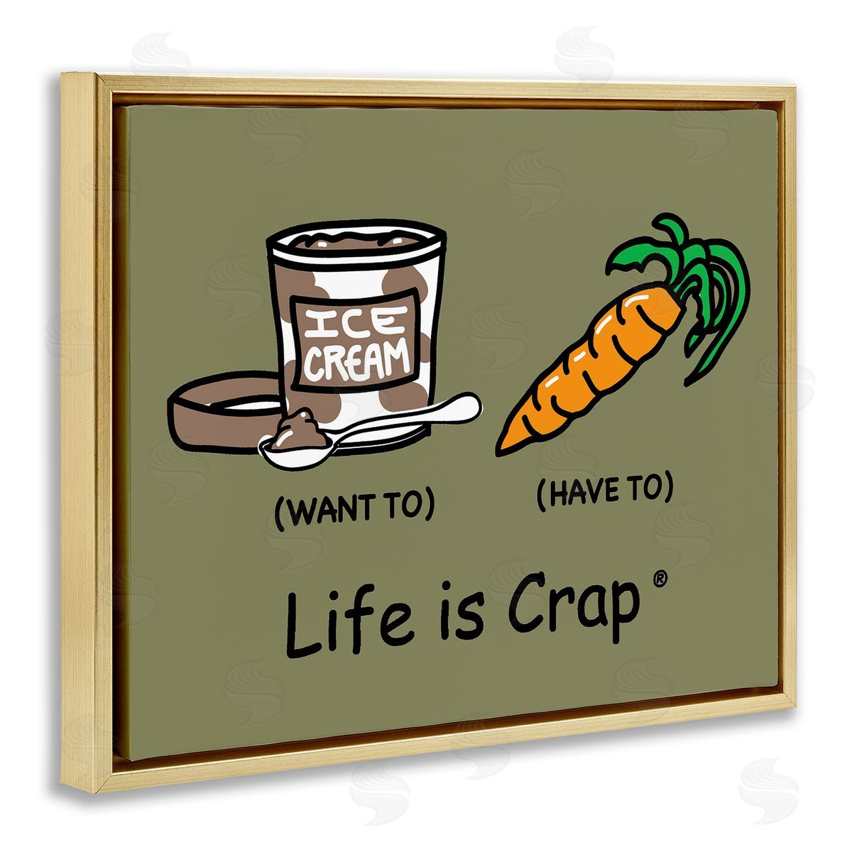 LIC Funny Diet Comparison Gold Floating Frame Canvas Wall Art Print