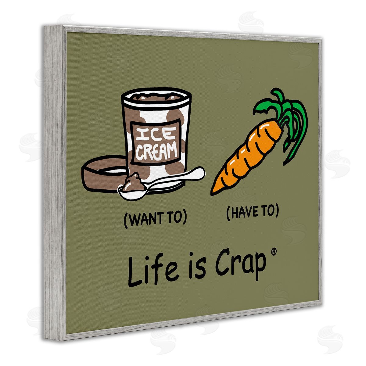 LIC Funny Diet Comparison Gray Framed Giclee Wall Art Print