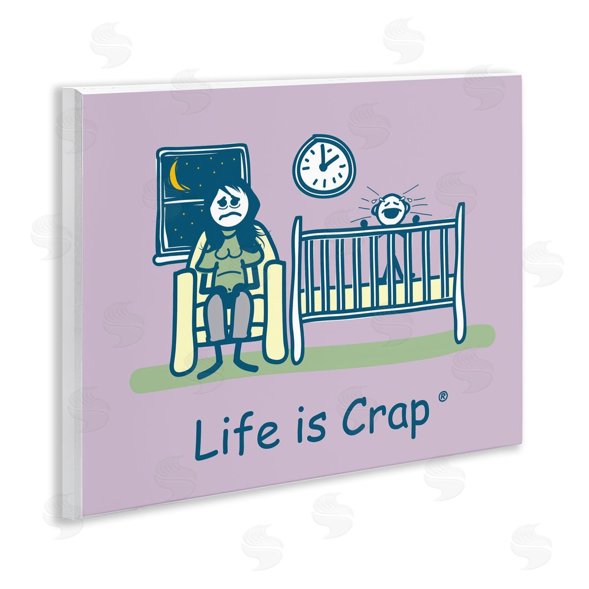 LIC Awake with Crying Baby Wooden Wall Plaque Art Print