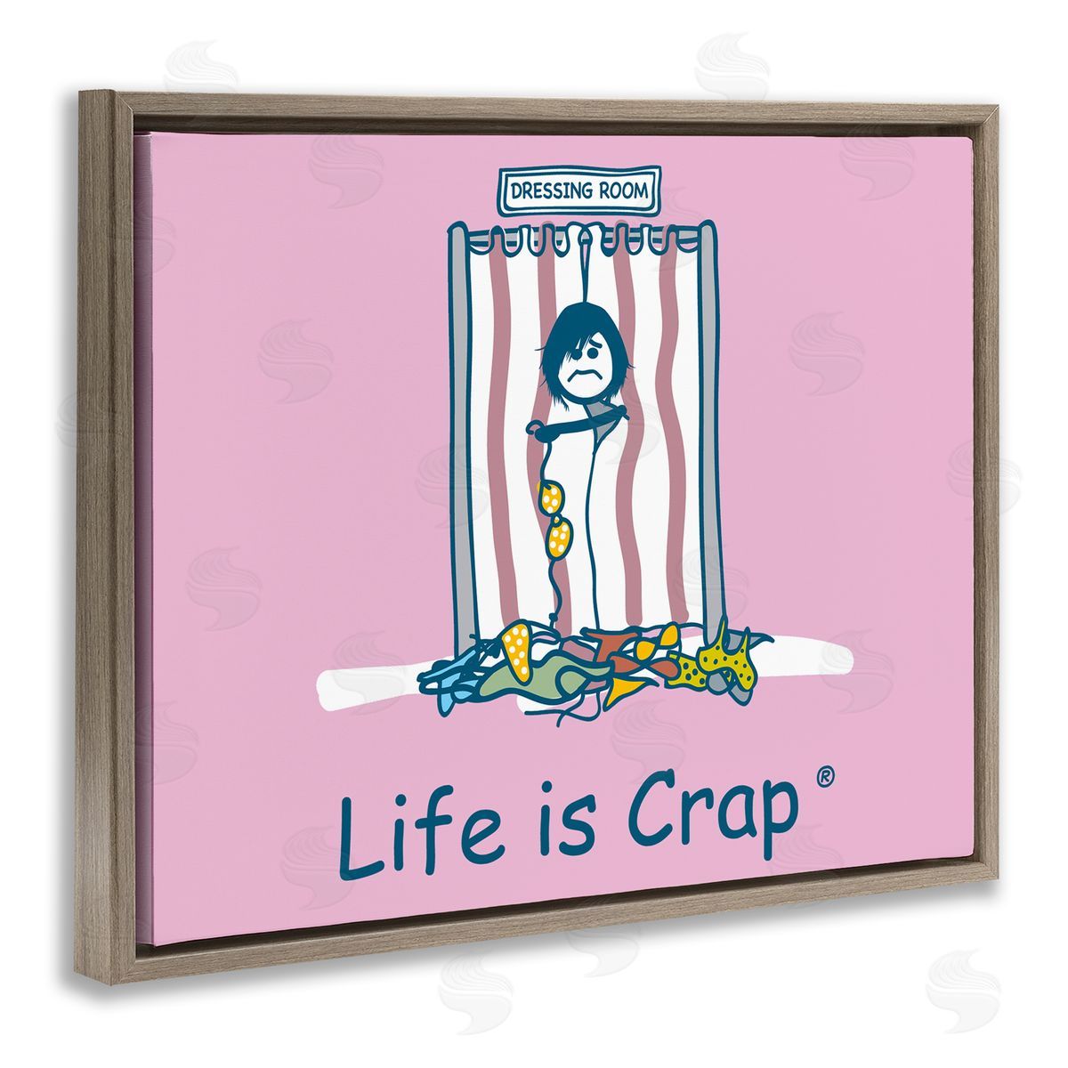 LIC Swimsuit Dressing Room Brown Floating Frame Canvas Wall Art Print