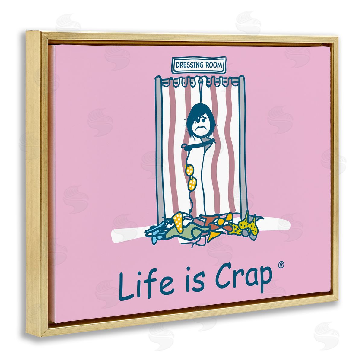 LIC Swimsuit Dressing Room Gold Floating Frame Canvas Wall Art Print