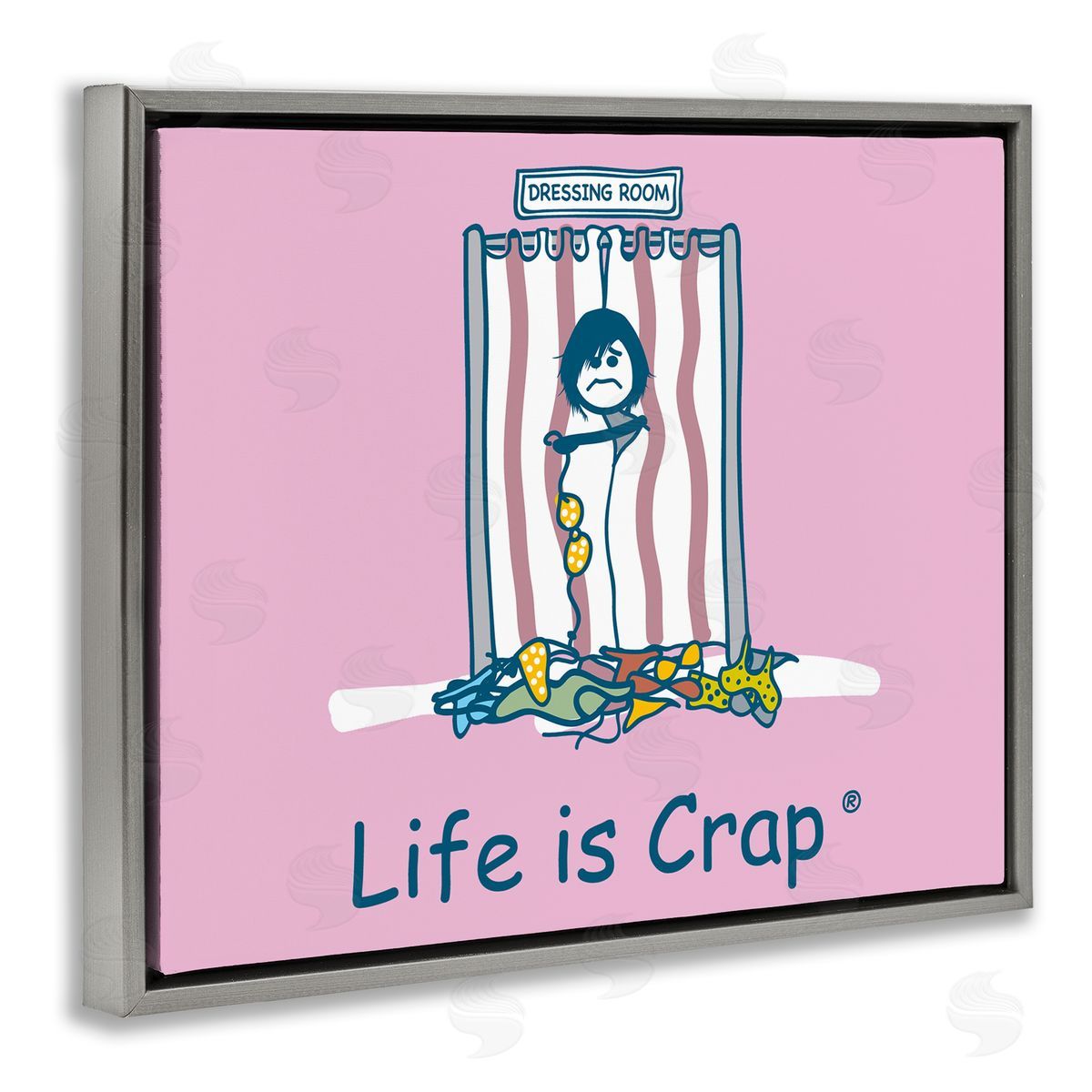 LIC Swimsuit Dressing Room Gray Floating Frame Canvas Wall Art Print