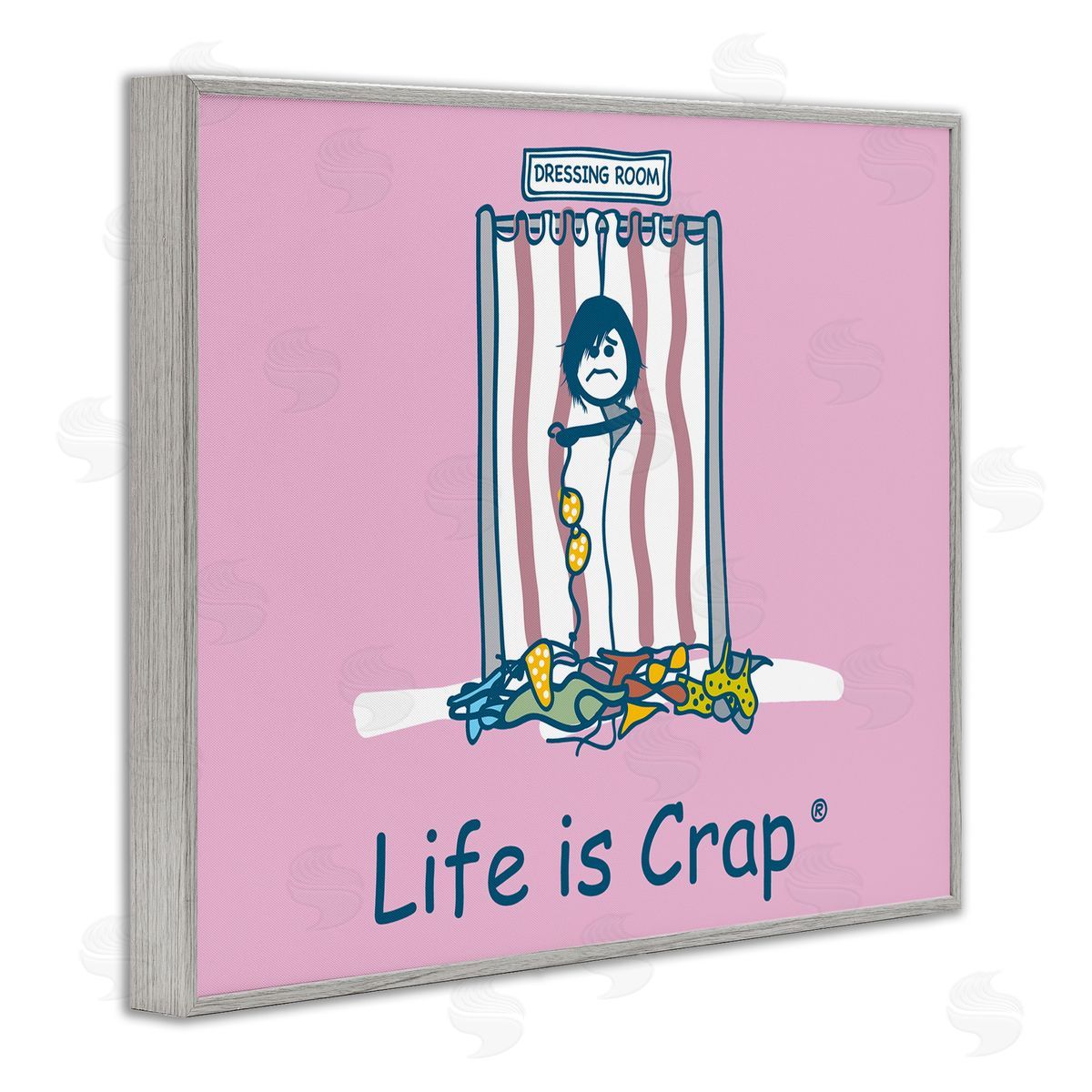 LIC Swimsuit Dressing Room Gray Framed Giclee Wall Art Print
