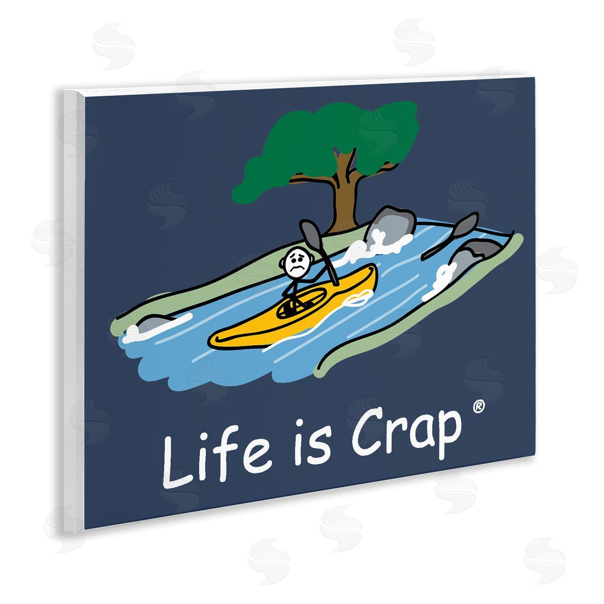 LIC Life Is Crap Kayaker Wooden Wall Plaque Art Print