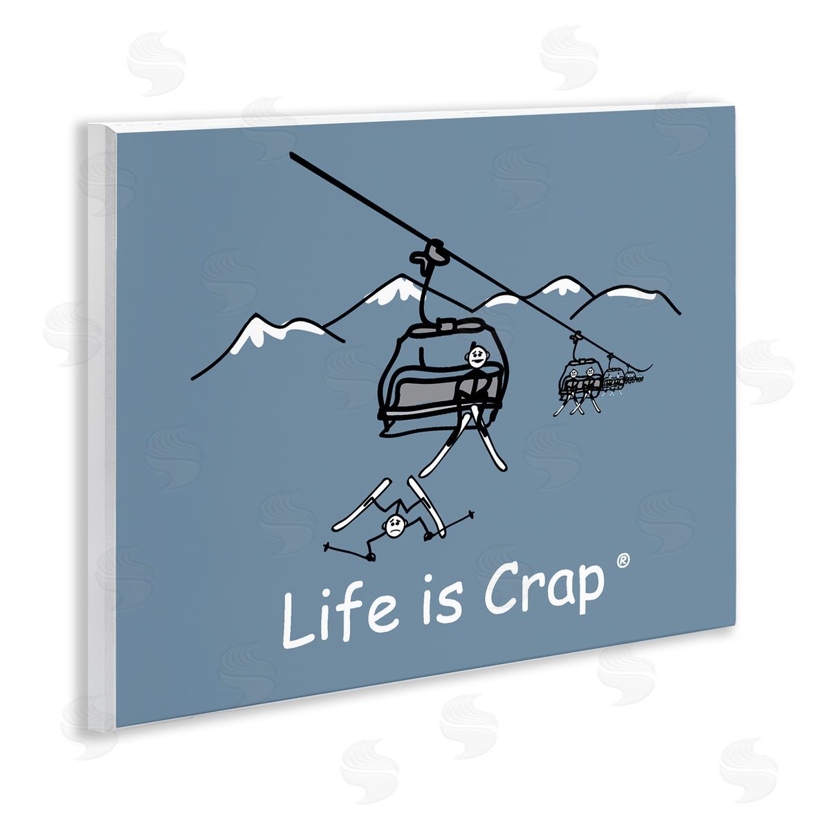 LIC Falling Ski Lift Wooden Wall Plaque Art Print
