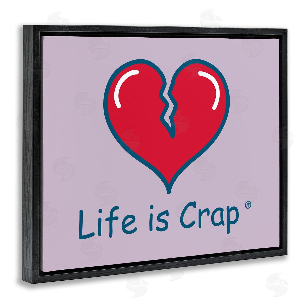 LIC Life Is Crap Heartbreak Black Floating Frame Canvas Wall Art Print