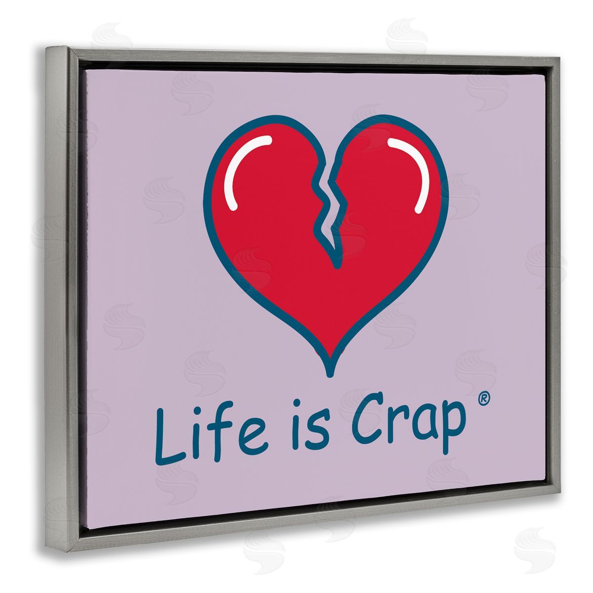 LIC Life Is Crap Heartbreak Gray Floating Frame Canvas Wall Art Print