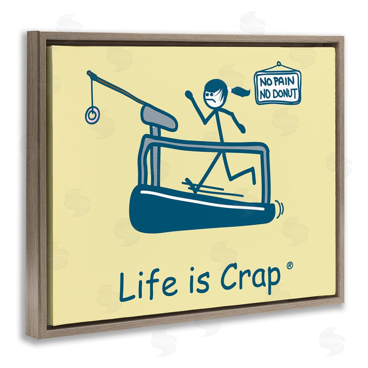 LIC No Pain or Donut Brown Floating Frame Canvas Wall Art Print