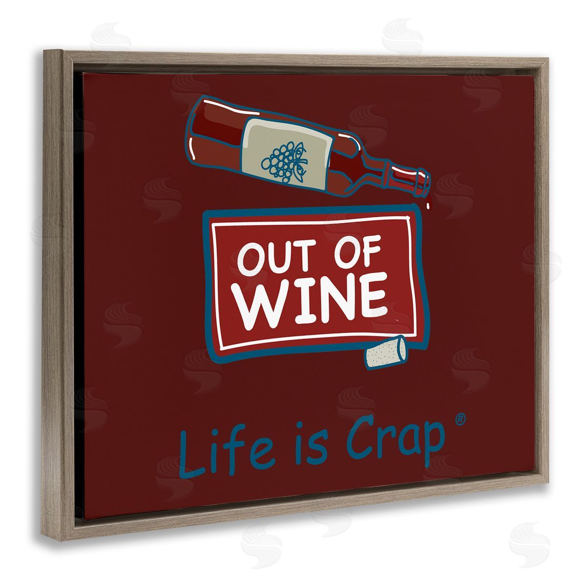 LIC Out Of Wine Bottle Brown Floating Frame Canvas Wall Art Print
