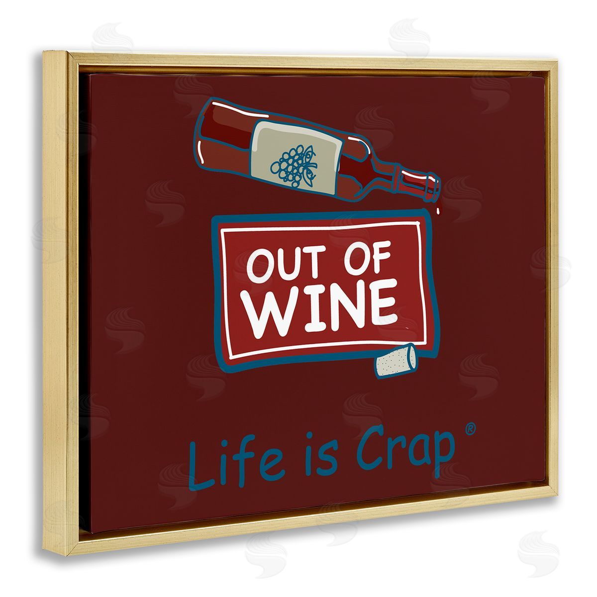 LIC Out Of Wine Bottle Gold Floating Frame Canvas Wall Art Print
