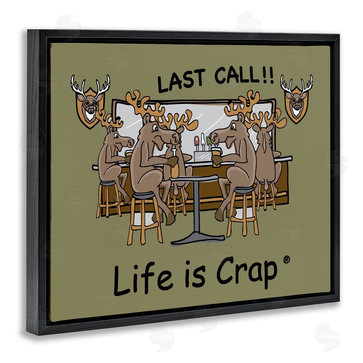 LIC Last Call at Bar Black Floating Frame Canvas Wall Art Print